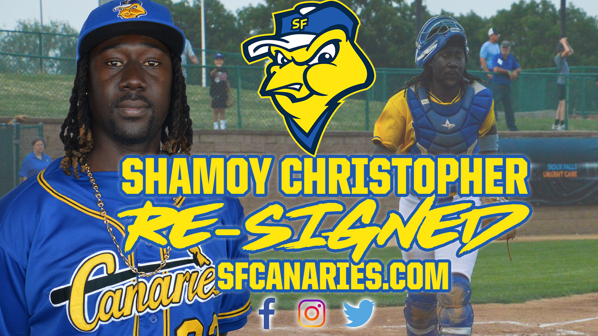 Canaries Re-Sign Catcher Shamoy Christopher