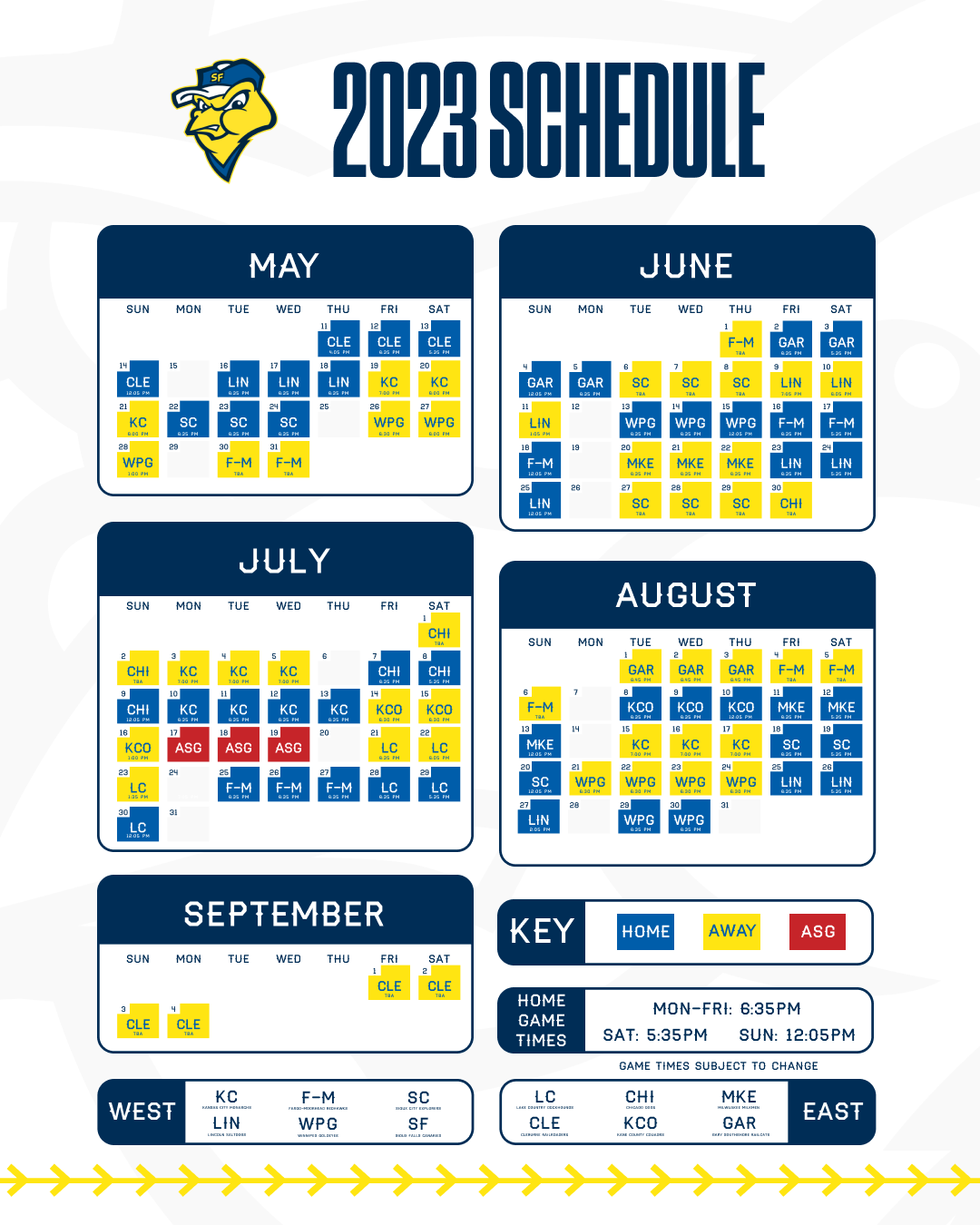 Sioux Falls Canaries 2023 Schedule Sioux Falls Canaries
