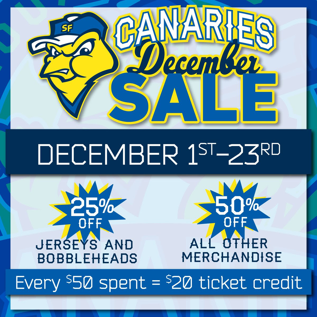 Canaries December Sale 🏷 - Sioux Falls Canaries