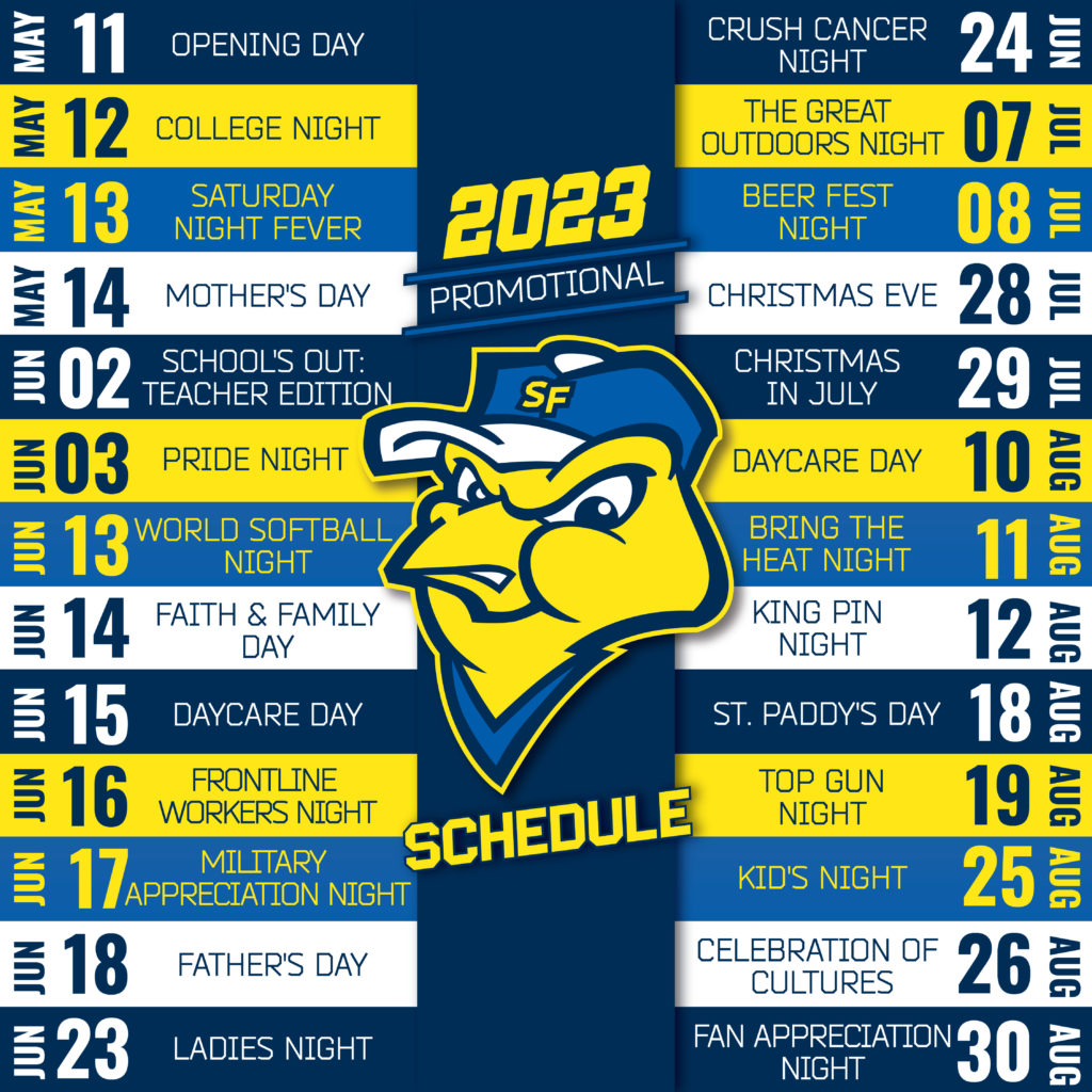 2023 Promotional Schedule Sioux Falls Canaries
